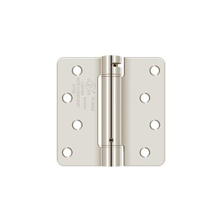Deltana 4 x 4 x 1/4 Spring Hinge, UL Listed in Polished Nickel DSH4R414